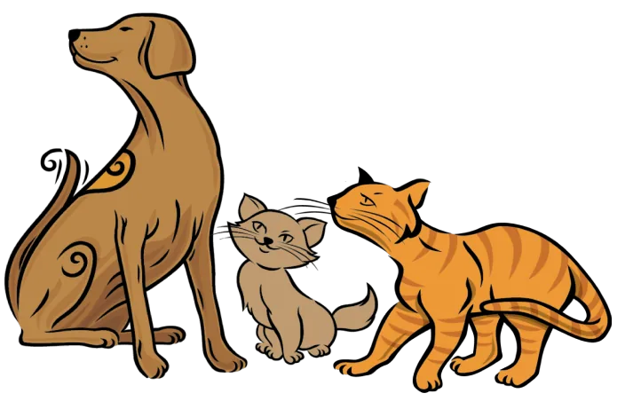 Carna4 약속을 함께 보여주는 강아지와 고양이 일러스트